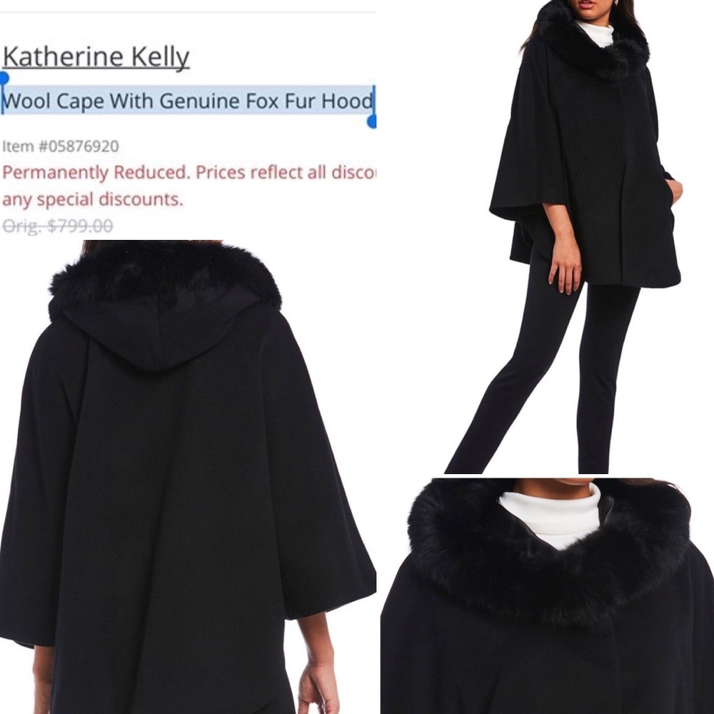 Katherine Kelly Wool Cape Genuine Fur Retails 799